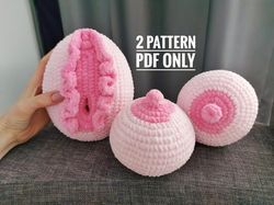 Crochet plushie vulva and boobs pattern, crochet vagina pattern, Amigurumi pattern pdf, Pdf photo tutorial, Funny mature