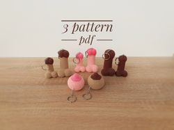 Crochet penis keychain toy pattern, Amigurumi trinket pattern for beginner, Crochet penis and boobs Pdf photo tutorial,