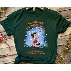 Disney Pinocchio Vintage Storybook Poster Shirt, Magic Kingdom Holiday Trip Unisex T-shirt Family Birthday Gift Adult Ki