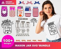 100 Mason Jar Bundle Svg, Trending Svg, American Flag Jar, Bow Design Svg, Bow Svg, Jar Cricut Svg, Jar Design Svg, Jar