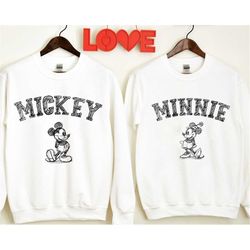 Disney Couples Mickey and Minnie Mouse Classic Pose Sketch T-shirt, Happy Valentine's Day Matching Tee, Disneyland Vacat