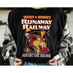 Retro Disney Cute Mickey & Minnie's Runaway Railway Shirt, Hollywood Studios WDW Unisex T-shirt Family Birthday Gift Adu