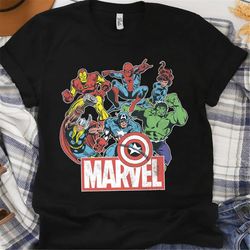 Marvel Avengers Team Retro Comic Vintage Graphic Shirt Unisex T-shirt Birthday Shirt Gift For Men Women Kid Hoodie Sweat