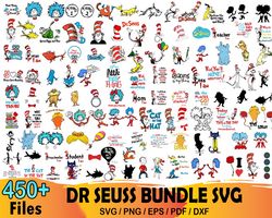 450 Dr Seuss Bundle Svg, Cat In The Hat Svg, Thing 1 Svg