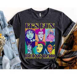 Disney Villains Squad It's Fun Being Bad Pop Art Box Up Retro Shirt, Magic Kingdom Holiday Unisex T-shirt Family Birthda