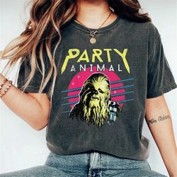 Retro 90s Star Wars Chewbacca Neon Party Animal Shirt, Galaxy's Edge Trip, Unisex T-shirt Family Birthday Gift Adult Kid