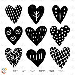 Heart Svg, Heart Silhouette, Heart Cricut, Stencil Templates, Heart Stamp, Heart Linocut Printable, Clipart Png
