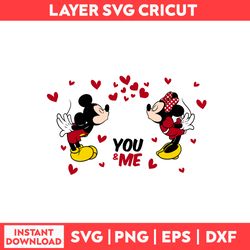 You And Me Full Wrap Svg, Mickey And Minnie Mouse Svg, Heart Svg, Mickey Mouse Svg, Valentine's Day Svg - Digital File