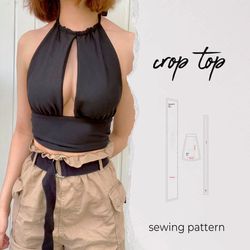 girls crop top sewing pattern - custom crop top - halter dress pattern - halter top sewing pattern - beginner sewing
