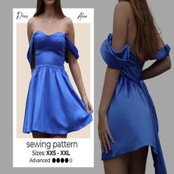 Corset Dress with Sleeves Sewing Pattern / 1950s 1960s Dress / Wedding Guest Dress / Fairy Prom Dress / XXS - XXL