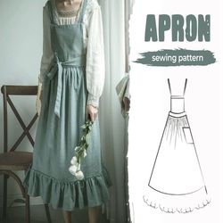 Apron Sewing Pattern | Vintage Pinafore | Cottage Dress Pattern | Easy Apron Pattern | PDF Download A0, A4, US-Letter