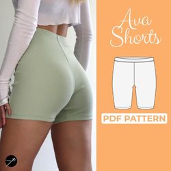 Rib Booty Shorts Sewing Pattern, Biker Pants, Bodycon Lounge short, Sport Pants, Fitness pattern, Underwear pattern