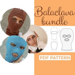 Balaclava Mask Sewing Pattern Bundle , 3 Ski Mask Patterns, Winter Hat Pattern, Full Face Cover for Skiing, Shiesty