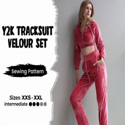 Velour Tracksuit Women Sewing Pattern, Loungewear Set, Sweatpants Pattern, Zip Up Hoodie Pattern, Y2K Hoodie,