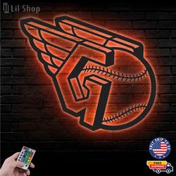 Cleveland Guardians Led Sign, MLB Logo Metal Led Wall Sign, MLB Metal Logo, Guardians LED Metal Wall Art, Decor CNC Cut