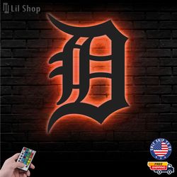 Detroit Tigers Led Sign, MLB Logo Metal Led Wall Sign, MLB Metal Logo, Detroit Tigers LED Metal Wall Art, Decor CNC Cut