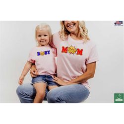 Wonder Woman Mom and Baby Shirt, Super Family Matching T-shirts, Comics Superhero Sweatshirt, Mothers Day Gift, Mommy an