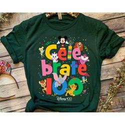 Disney Celebrate 100 Years Of Wonder Mickey Simba Bambi Shirt, Disneyland Holiday Unisex T-shirt Family Birthday Gift Ad