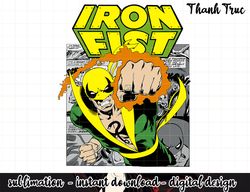 Marvel Iron Fist Retro Comic Panel Art Punch Graphic png, sublimation