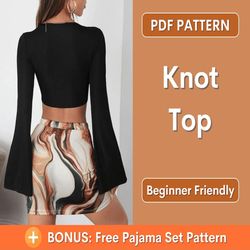 Knot Top Pattern | Top Sewing Pattern | Crop Top Pattern | Long Sleeve Top sewing pattern | Women sewing pattern PDF