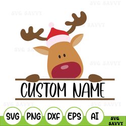 Custom Reindeer Christmas Svg, Christmas Family Svg, Personalized Holiday Xmas Svg, Christmas Deer Svg, Custom Kids Name