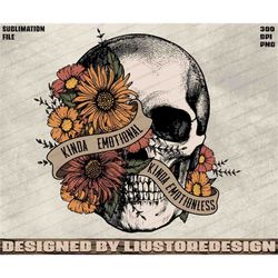 kinda emotional kinda emotionless png, floral skull, flower skull png, skeleton design, dead inside png