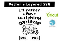 I D Rather Be Watching Anime svg & png files for cricut machine , anime svg , manga svg , Goku svg