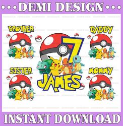 Personalized Name And Age Pokemon Birthday Png, Custom Name, Custom Age, Birthday Pokemon Png, Instant Digital Download