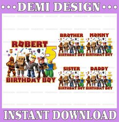 Custom Name Age Birthday Girl/Boy Png, Roblox Kids Birthday Png, Roblox Family Matching Png, Roblox Digital File Png