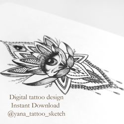 Third Eye Tattoo Designs Lotus Ornamental Tattoo Sketch Chakra Tattoo Designs, Instant download