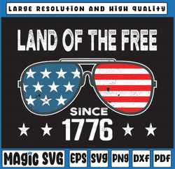 Land of the Free Home of the Brave 1776 United States USA Flag Sunglasses Patriotic Military 4th of July PNG for sublima