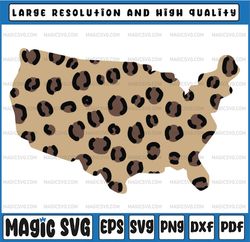Leopard America Sublimation Design | American USA Map PNG | Digital Download | Printable Art | 4th of July Independence