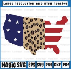 Leopard America Sublimation Design | American USA Flag Map PNG | Digital Download | Printable Art | 4th of July Independ