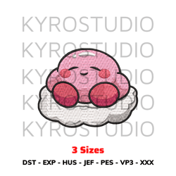 Kirby On Cloud Design, Anime Design, Embroidery Design File, Chibi Design, Cute Design, Embroidery Design.