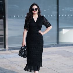 Plus size women's casual fashion A-line skirt summer new short-sleeved dress