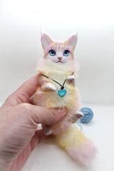 Cat toy kitty art doll collectible toy zverikitoys toy plush soft polymer