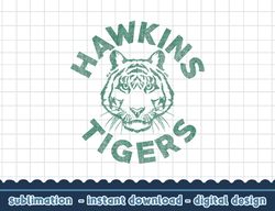 Stranger Things 4 Hawkins Tigers Faded Green Logo png,digital print