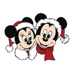 Mickey and Minnie in Christmas Hats Christmas Svg, silhouette svg fies