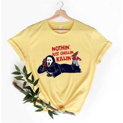 Nothin' Chillin Killin Horror Tshirt, Let's Watch Scary Movies Shirt, Horror Halloween Shirt,Halloween Tee, Scream Crewn