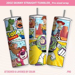 Toy Story Tumbler Skinny 20oz, Toy Story Png Wrap, Toy Story ClipArt, Woody and Buzzy Lightyear Files For Sublimation