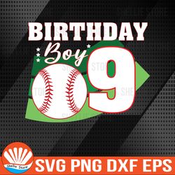 9th Birthday Svg, Baseball Birthday Party Svg, 9th Birthday Boy Svg, Baseball Birthday Svg, Digital Download