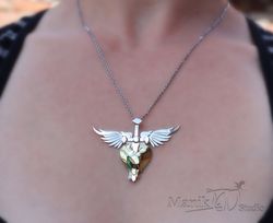 Bon Jovi pendant | Handmade jewelry | Heart pierced by a sword | angel heart