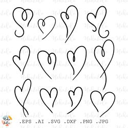 Heart Svg,  Heart Outline, Heart Cricut, Heart Silhouette, Heart Clipart Png, Heart Line Art Png, Stencil Templates