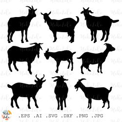 Goat Svg, Goat Silhouette, Goat Cricut, Stencil Template Dxf, Farm Animal Svg, Farm Animal Cricut, Clipart Png