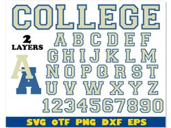 College Vintage Font SVG Layered Cricut | Varsity Sport College Font png, Sport Font, College Font, Varsity letters svg
