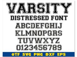 Varsity Distressed Font otf | svg | png | Sport distressed font svg, College distressed font svg, College font Cricut