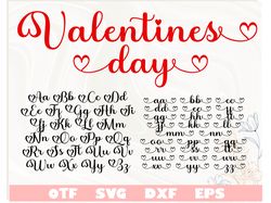 Valentine Day Font with Hearts | Love font svg, Heart font svg, Cursive Font, Font with Hearts svg, hearts letters svg
