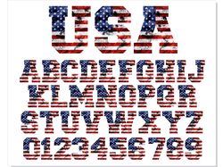 USA Flag Grunge Letters and Numbers Font PNG files | USA Flag Font png, American Flag Letters Patriotic 4th of July png