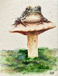toad print, toad watercolor print, woodland art, frog poster, forest decor, goblincore wall art, cottagecore decor