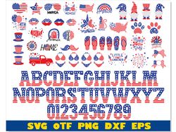 4th of July SVG Bundle, Patriotic Bundle svg, USA Flag Font svg, America svg Bundle, 4th of July files Cricut, American